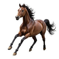 Obraz premium Brown horse running isolated on transparent background