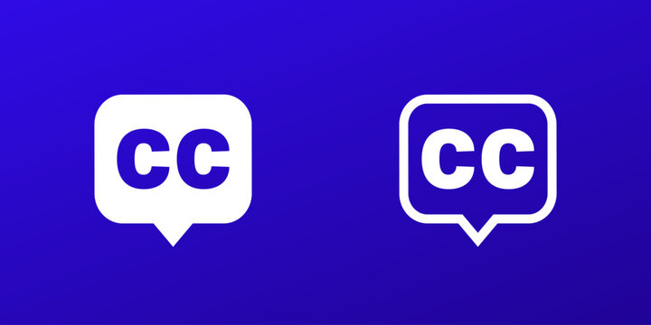 closed captions icon, cc, subtitles for video and movies