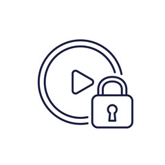 DRM for video line icon, copyright protection
