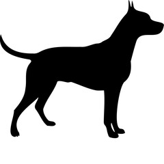 Vector black silhouette of a short-haired dog
