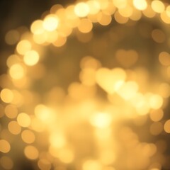 Fototapeta premium Golden Heart Bokeh Lights: Romantic Valentine's Day Background. Perfect for cards, invitations, social media, websites, and more. Create a warm, loving atmosphere your Valentine's Day. Generative AI 