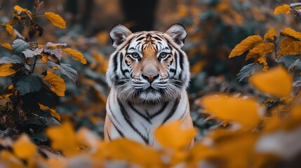Tiger autumn forest wildlife nature portrait