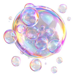 Naklejka premium Bubbles Floating in the Air on a White Background