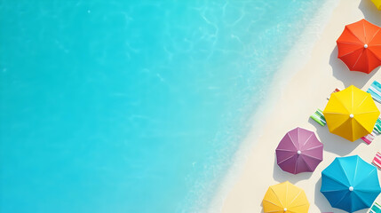 Colorful umbrellas bring a lively vibe to the beach, inviting sunbathers to unwind