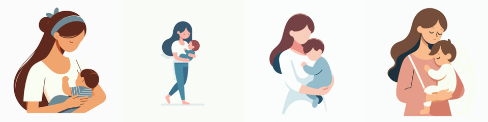vector of a mother holding her child