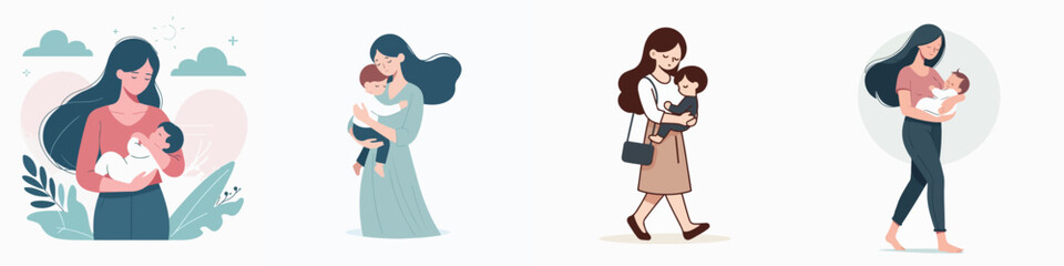 vector of a mother holding her child