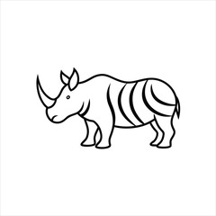 Hand Drawn Rhino with Abstract Patterns Vector Illustration