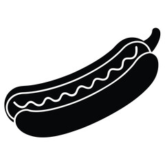 Hot Dog Silhouette Vector Illustration