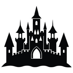 Obraz premium Medieval Castle Silhouette Vector Illustration