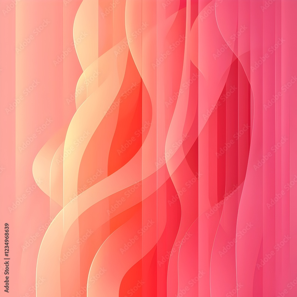 Poster a vibrant abstract background featuring swirling waves in warm shades of pink and coral, creating a 