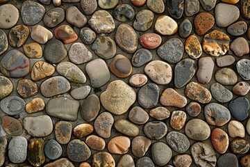 Image of Brown pebble stone paving surface. Texture for background usage