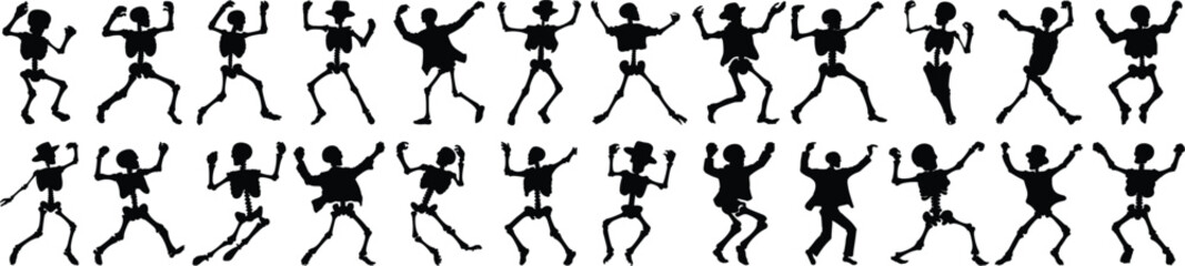 Skeleton silhouette set vector design big pack of bone illustration and icon