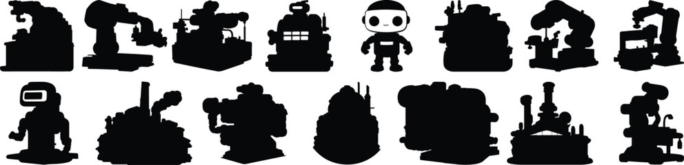 Factory silhouette set vector design big pack of industry illustration and icon