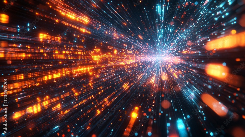Aufkleber a vibrant abstract image depicting streams of light in orange and blue, creating a sense of motion a
