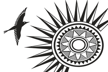  Black and white, starburst pattern, radial symmetry, halftone gradient, spiky sun shape, optical illusion, sharp points, circular center, high contrast, geometric design, minimalist, abstract art, gr