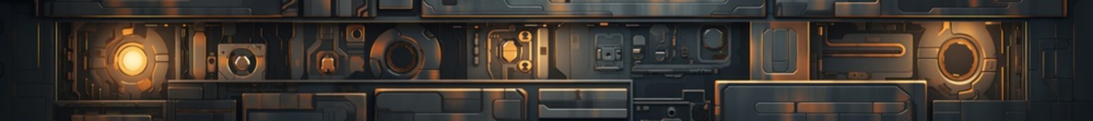 Industrial Abstract Background Banner, Metal Gears, and Mechanical Elements for Innovative Design Projects