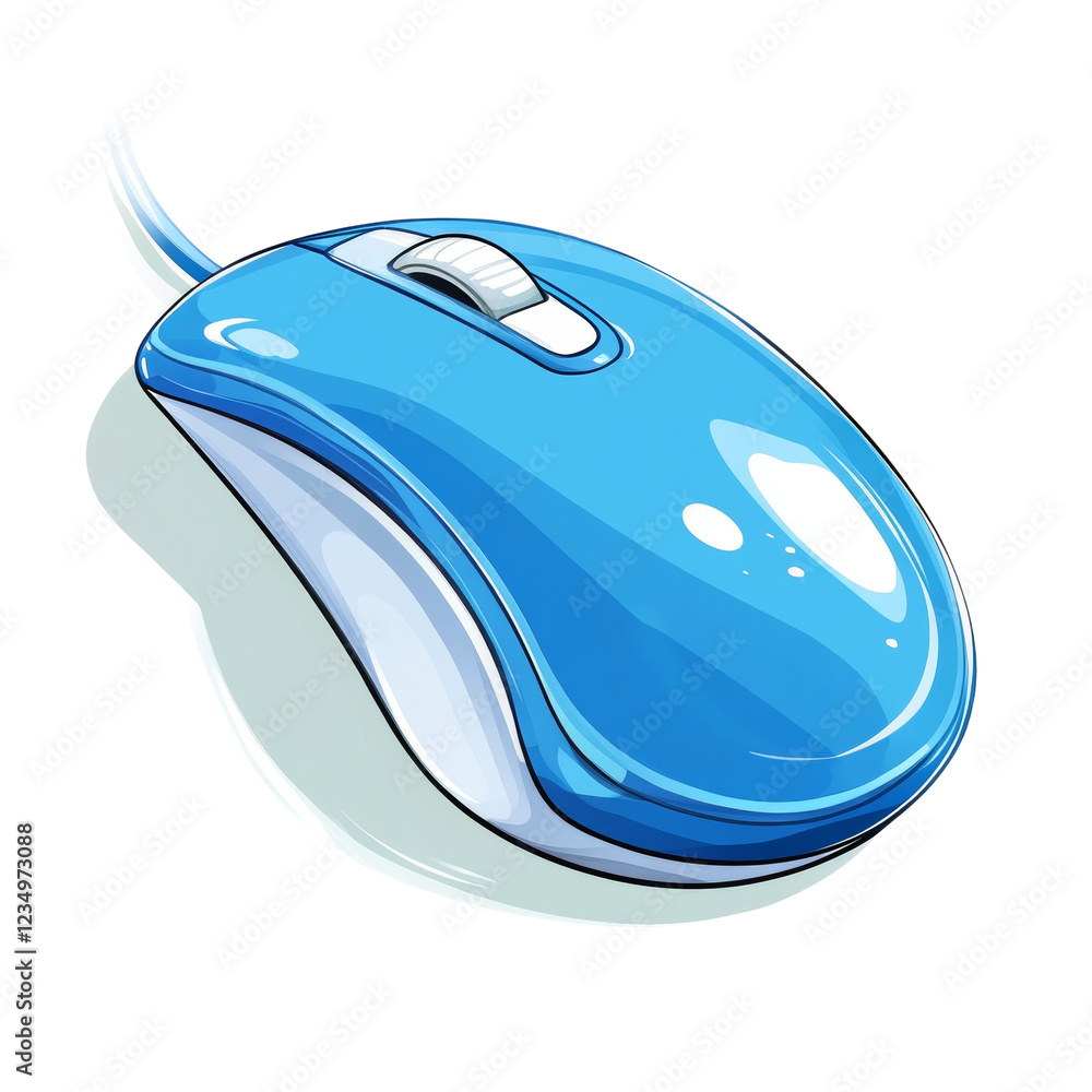Poster This image showcases a stylized illustration of a blue computer mouse with a sleek and modern design.