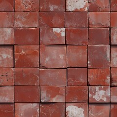 Textured red brick wall pattern seamless square tiles background content realistic environment detailed viewpoint