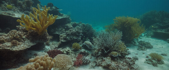 Obraz premium Artistic illustration. Coral reefs, underwater seascape