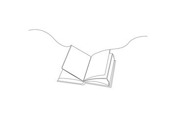 Book continuous line drawing