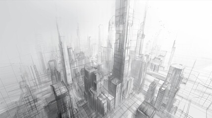 Fototapeta premium A minimalist abstract representation of a futuristic city skyline.