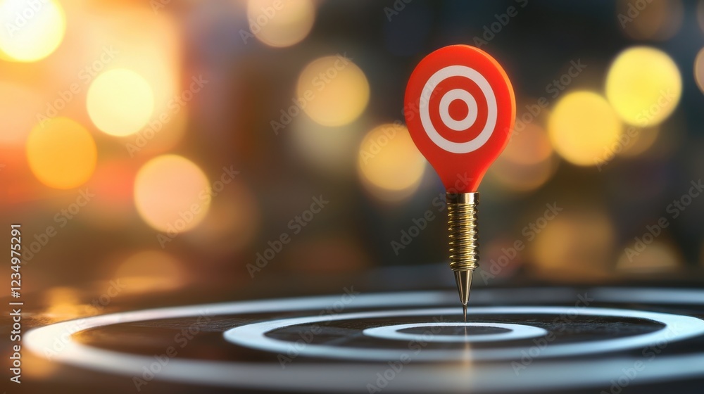 Poster a red dart with a target design is positioned at the center of a circular target, symbolizing focus 