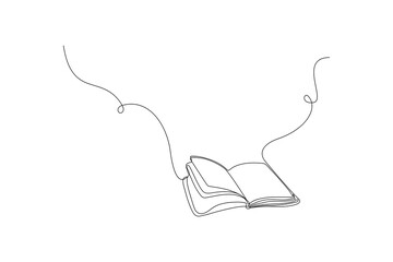 Book continuous line drawing
