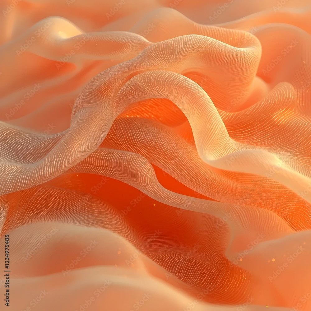 Aufkleber a close-up of soft, flowing fabric in warm peach tones, creating a dreamy and ethereal mood with del