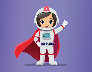 A cute astronaut cartoon character simple flat design.