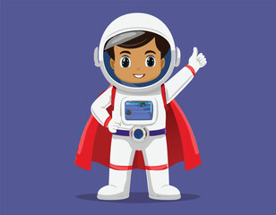 A cute astronaut cartoon character simple flat design.