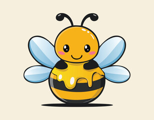 Obraz premium A cute bee animal and honey flat design.