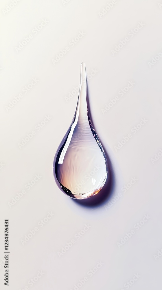 Poster a single translucent teardrop shaped object