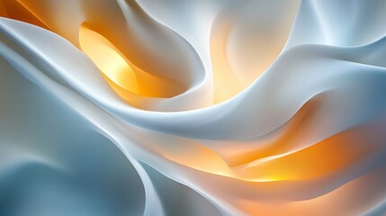 Abstract Waves of Light Blue and Orange Fabric