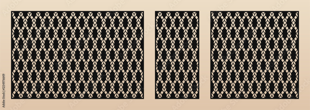 Aufkleber laser cut panels. vector template with abstract geometric pattern. elegant grid, mesh, lattice, rope