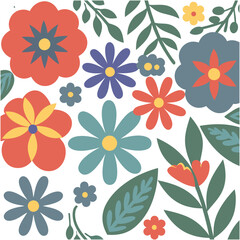 Seamless flowers pattern . Abstract wildflowers on white background. style for banners, wallpaper, posters, websites, online shopping.Vector illustration design.