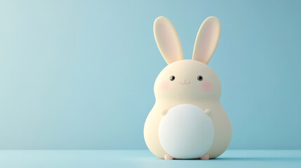 Obraz premium Cute bunny toy still life on soft blue background a whimsical child's play scene