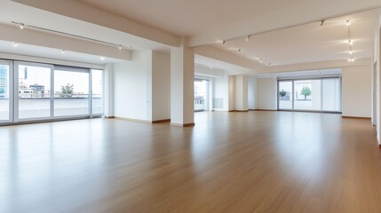 Spacious modern apartment interior with natural light and sleek design : Generative AI