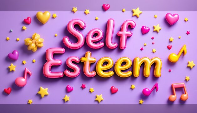 Elevate Your Self Esteem, a playful design with hearts, stars and music notes