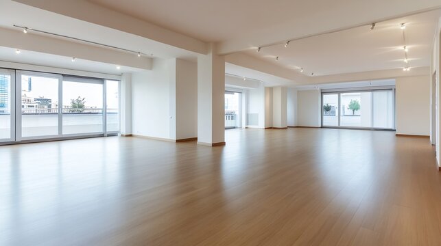 Spacious modern apartment interior with natural light and sleek design : Generative AI