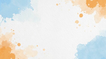 Hand painted watercolor background with sky and clouds shape
