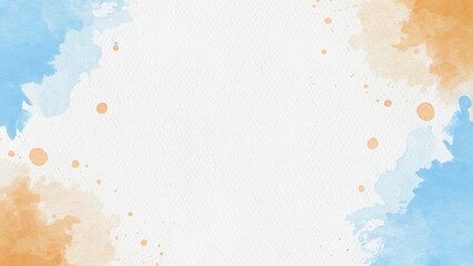 Hand painted watercolor background with sky and clouds shape
