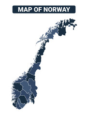 Map of Norway political map regions vector illustration