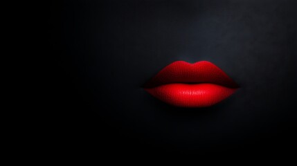 Close-up of vibrant red lips against a dark, textured background.