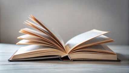 A classic open book with pages fanned out, revealing the potential for knowledge and adventure