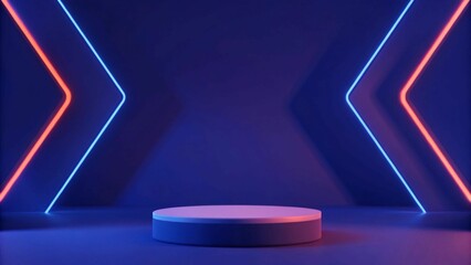 Futuristic metaverse empty room product display presentation abstract technology scifi with neon light 3d background
