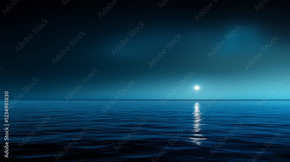 Canvas Prints large body of water with a moon reflecting on the surface. minimalistic background.