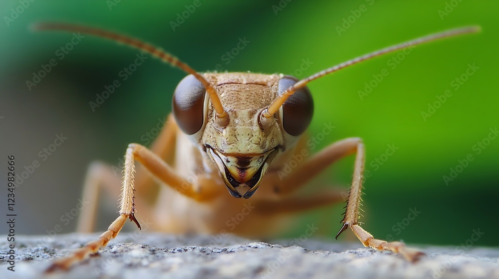 Poster closeup of a praying mantis with green background in high detail and vibrant colors : generative ai