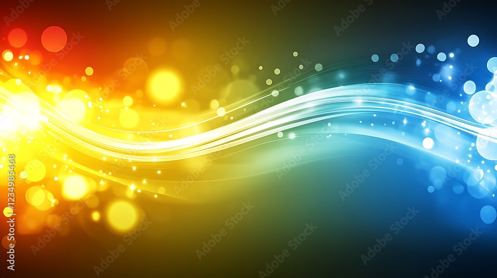 Poster Abstract Colorful Waves with Glowing Lights and Bokeh