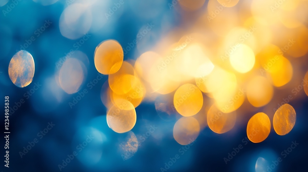 Leinwandbilder vibrant abstract bokeh background with bluish and golden hues for artistic design : generative ai