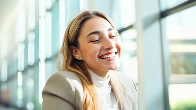 Vibrant portrait of young female student with disability looking at camera in college library and smiling